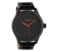 Oozoo Orologio Basic Line con cinturino in pelle di 47 mm di diametro, disponibile in diversi colori e colori, C1069 - Nero/Nero, extra groß, Classico