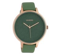 Oozoo Orologio da donna alla moda con cinturino in pelle al quarzo classico 45 mm, verde, cinghia