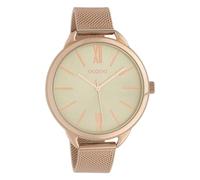 Oozoo Orologio da donna con cinturino in metallo milanese, 45 mm, rosa/argento/rosa C10136, Oro rosa-grigio-beige, Bracciale