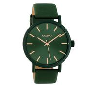 Oozoo Orologio da donna con cinturino in pelle 42 mm Colours of Unicolor, verde abete, cinghia