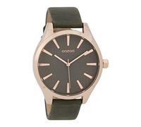 Oozoo Orologio da donna con cinturino in pelle, 42 mm, rosa/grigio scuro/grigio scuro C9688, Marrone dorato., cinghia