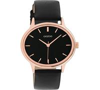 Oozoo Orologio da donna con cinturino in pelle, cassa ovale, diametro 42 mm, diverse varianti, Nero/oro rosa., cinghie