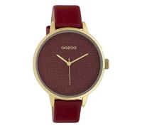 Oozoo Orologio da donna con cinturino in pelle e quadrante Oozoo Art 43 mm rosso/rosso C10247, oro-rosso, cinghia