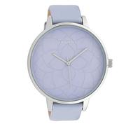 Oozoo Orologio da donna con fiori quadrante e cinturino in pelle 48 MM lilla/lilla C10103, Argento-azzurro, cinghia