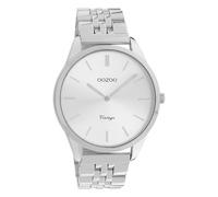 Oozoo Orologio da donna vintage con maglie in acciaio inox, cinturino piatto, 38 mm, argento/argento C9981, Argento, Bracciale