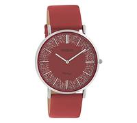 Oozoo Orologio da donna vintage piatto con cinturino in pelle e elementi lucidi nel quadrante da 40 mm., C20129 - Rosso/Rosso, Cinghia