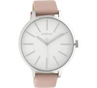 Oozoo Orologio da donna XL con quadrante e cinturino in pelle, 45 mm, Bianco/Rosa Grigio, Cinturino.