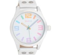 Oozoo Orologio da polso Basic Line con borchie in pelle, diametro 47 mm, in diverse varianti di colore, C1085 - multicolore/bianco