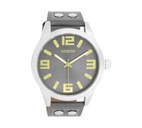 Oozoo Orologio da polso Basic Line con borchie in pelle, diametro 47 mm, in diverse varianti di colore, C1087 - Grigio Oro / Grigio