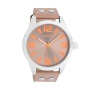 Oozoo Orologio da polso Basic Line con borchie in pelle, diametro 47 mm, in diverse varianti di colore, C1088 - rosa grigio arancione/grigio rosa