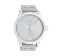 Oozoo Orologio da polso Basic Line con borchie in pelle, diametro 47 mm, in diverse varianti di colore, C1089 - grigio chiaro/grigio chiaro