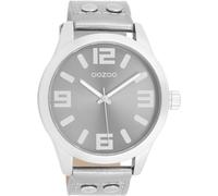 Oozoo Orologio da polso Basic Line con borchie in pelle effetto metallizzato, diametro 47 mm, diverse varianti, C1082 - Argento