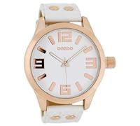 Oozoo Orologio da polso Basic Line con cinturino in pelle, diametro 47 mm, in diversi colori e varianti di colore, bianco, misura unica, cinghia