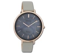 Oozoo C9805 - Orologio da donna vintage, cinturino in pelle, 40 mm, colore: Rosa/Grigio/Blu madreperla/Grigio chiaro, cinghia