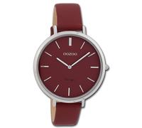 Oozoo Orologio vintage da donna, cinturino in pelle, 40 mm, rosso vinaccia, C9807, cinghia