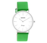 Oozoo Orologio da polso da donna, vintage, serie C20303, analogico, in pelle, verde, UOC20303, argento/bianco, groß