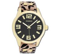 Oozoo Orologio da Polso Donna Timepieces Analogico Cinturino IN Pelle Beige Nero