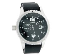 Oozoo Orologio da polso unisex serie vintage, analogico, in pelle, nero, UOC3679A, argento/nero, cinghia