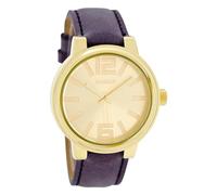 Oozoo Orologio da polso unisex serie vintage, analogico, in pelle, viola UOC5689A, oro-oro