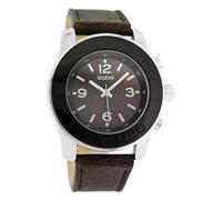 Oozoo Orologio da polso unisex serie vintage, analogico, in silicone, marrone scuro, UOC5016A, Argento-marrone scuro
