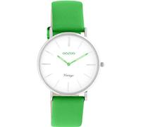Oozoo Orologio da uomo vintage - Orologio da polso da uomo con cinturino in pelle da 18 mm - analogico da uomo rotondo - adatto anche come orologio da donna, verde, cinghia