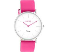 Oozoo Orologio da uomo vintage - Orologio da polso da uomo con cinturino in pelle da 20 mm - analogico da uomo rotondo - adatto anche come orologio da donna, rosa., cinghie