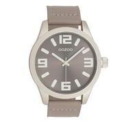 Oozoo Orologio unisex alla moda, con cassa da 46 mm, vetro minerale, movimento al quarzo giapponese e cinturino in pelle nei colori mediterranei