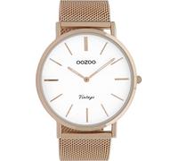 Oozoo Orologio vintage con cinturino in metallo milanese 44 mm rosa/bianco/rosa C9916, oro rosa-bianco, Bracciale