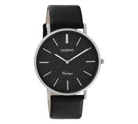 Oozoo Orologio vintage con cinturino in pelle glitter 40 mm nero/nero C20168, Nero , misura unica, cinghia