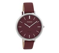Oozoo Orologio vintage da donna, cinturino in pelle, 40 mm, rosso vinaccia, C9807, cinghia