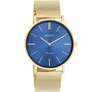 Oozoo Orologio vintage da donna in oro/blu - Orologio da polso da donna con cinturino in metallo milanese - analogico da donna rotondo, oro/blu, 40mm Gehäuse/20mm Armbandbreite, Bracciale