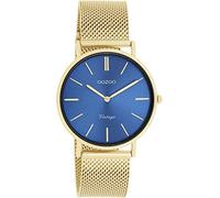 Oozoo Orologio vintage da donna in oro/blu - Orologio da polso da donna con cinturino in metallo milanese - analogico da donna rotondo, oro/blu, 36mm Gehäus/18mm Armbandbreite, Bracciale