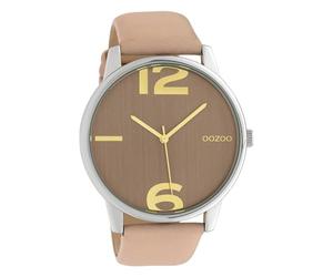 Oozoo Quarzo classico con cinturino in pelle 45 mm, Rosa e grigio., Cinturino