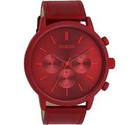 Oozoo Timepieces C11200 - Orologio da uomo con cinturino in pelle, elegante orologio analogico da uomo, Dahlia Red Dahlia Red/Fluo Orange, cinghia