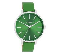 Oozoo Timepieces - Orologio da polso da donna con cinturino in pelle, di alta qualità, da donna, elegante, analogico, rotondo, Silver Green/Silver, cinghia