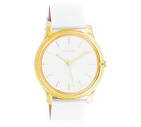 Oozoo Timepieces - Orologio da polso da donna con cinturino in pelle, orologio di alta qualità per donne, elegante orologio analogico da donna, rotondo, bianco/oro, mittel, cinghia