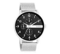 Oozoo Timepieces Orologio da uomo in | Orologio da polso da uomo con cinturino in pelle | Bellissimo orologio da uomo | Elegante orologio analogico da uomo (cassa da 45 mm) in rotondo, Argento/Nero,