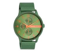 Oozoo Timepieces Orologio da uomo in | Orologio da polso da uomo con cinturino in pelle | Bellissimo orologio da uomo | Elegante orologio analogico da uomo (cassa da 45 mm) in rotondo, verde/arancione