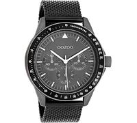Oozoo Timepieces Orologio da uomo | Orologio da polso da uomo con cinturino in pelle | Orologio da uomo di alta qualità | Elegante orologio analogico da uomo rotondo, Grigio scuro/nero, groß,