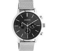OOZOO Timepieces Orologio da uomo - Orologio da polso da uomo con cinturino in rete da 22 mm - analogico da uomo con cinturino in maglia milanese rotondo, argento/nero., Bracciale