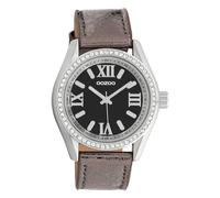 Oozoo Timepieces UOC10267 - Orologio analogico da polso da donna, in pelle, colore: Marrone, argento/nero