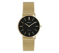 Oozoo Vintage Damenuhr mit grobmaschigem Edelstahl Milanaise Metallband 32 mm, Goldfarben/Nero, 32 mm, Bracciale