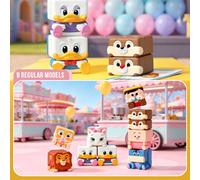 OP MART Disney Classic POP CUBE-2 Serie Blind Box, Include 9 Regolari + 1 Nascosto, Statuetta Collezionabile Giocattolo Blind Box, MARIE, Alien e Pinocchio, CHIP'N'DALE Personaggi Cartoni Animati Clas