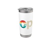 Op Ocean Vintage Pacific Ocean Beach Sun Palm Trees Retro Bicchiere termico in acciaio inox doppia parete