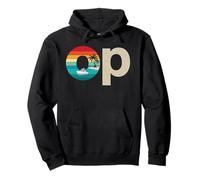 Op Ocean Vintage Pacific Ocean Beach Sun Palm Trees Retro Felpa con Cappuccio