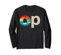 Op Ocean Vintage Pacific Ocean Beach Sun Palm Trees Retro Maglia a Manica