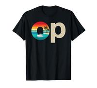 Op Ocean Vintage Pacific Ocean Beach Sun Palm Trees Retro Maglietta