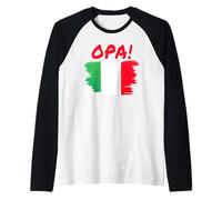 Opa! Funny Traditional Greek Italian Flag Quote Maglia con Maniche Raglan