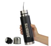 Opaco pronto 750 ml nero con tutte le sue parti in acciaio inox - Thermos opaco 2 in 1 cambiando il coperchio è un thermos classico - Automate per i tuoi opachi argentini o terere