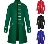 OPAEHJF Cappotto da uomo gotico Steampunk medievale vintage, uniforme da travestimento, cappotto a petto singolo, trench, casual autunnale, soprabito per la festa di Halloween, Verde, L